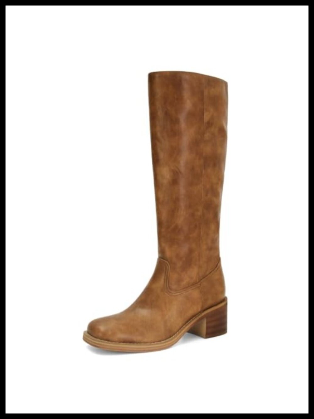 Womens Knee High Boots Square Toe Block Heel Pull On Riding Boots
